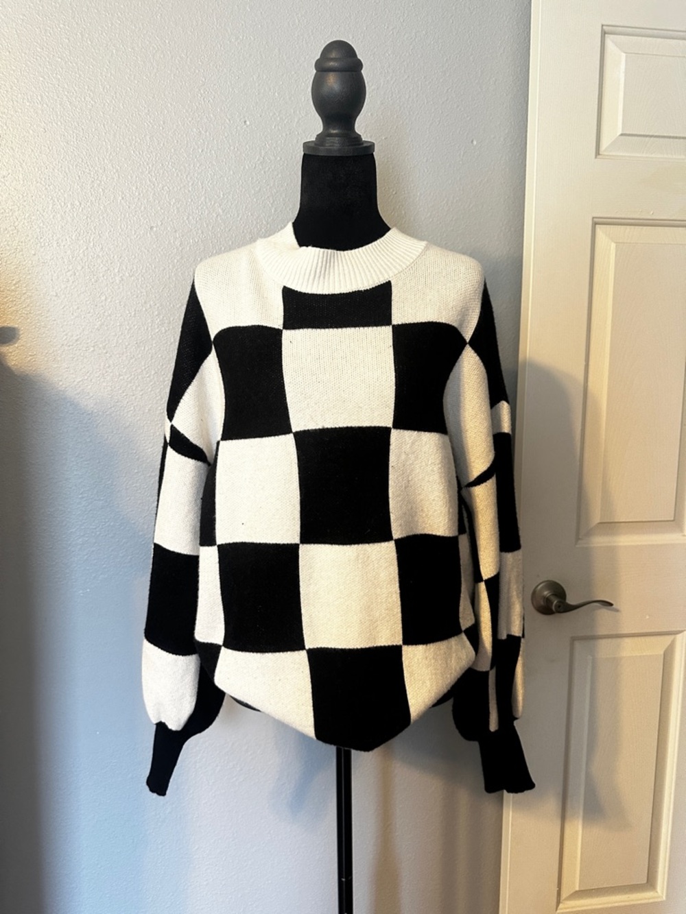 Black and White Checkered Sweater